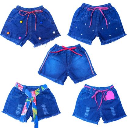 Imagem de Short Jeans Infantil Feminino Bebe Moda Blogueira Confortável Diversos Modelos