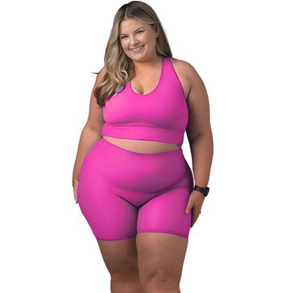 Imagem de Short Legging Meia Coxa Plus Size Com Bolso Roupa Academia Fitness Bermuda