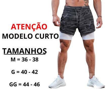 Imagem de Short Masculino Fitnes 2x1 Bolso Oculto Celular Bermuda Compressão Termica Corrida Academia