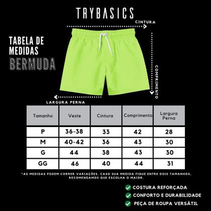 Imagem de Short Masculino Try Basics Bermuda Shorts Masculino  Mauricinho Liso Básico Tactel