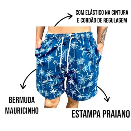 Imagem de Short Mauricinho Masculino C Forro Moda Praia Bermuda Leve
