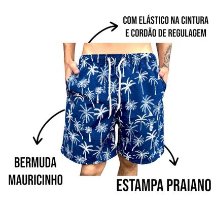 Imagem de Short Mauricinho Masculino C Forro Moda Praia Bermuda Leve