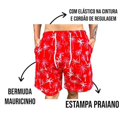 Imagem de Short Mauricinho Masculino C Forro Moda Praia Bermuda Leve