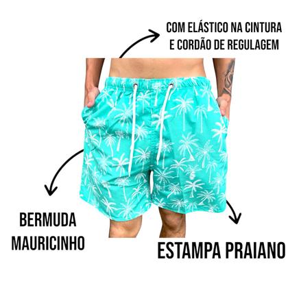 Imagem de Short Mauricinho Masculino C Forro Moda Praia Bermuda Leve
