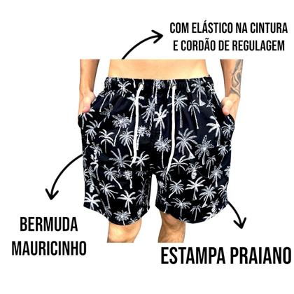 Imagem de Short Mauricinho Masculino C Forro Moda Praia Bermuda Leve