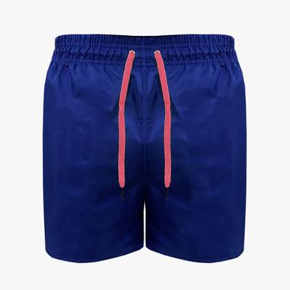 Imagem de Short Praia Mauricinho Bermuda Masculina Azul Com Cordão Neon Rosa