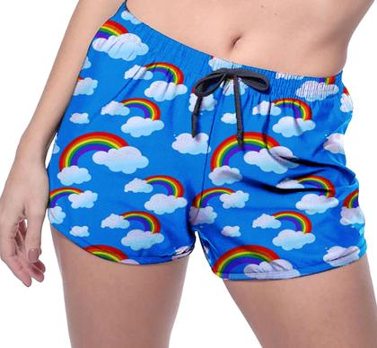 Imagem de Short Praia Shorts Banho Bermuda Verão Arco-íris Colorido Nuvem Rainbow 617