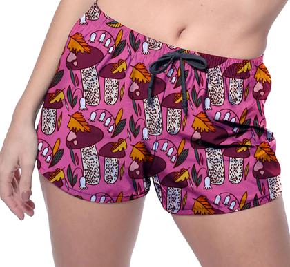 Imagem de Short Praia Shorts Banho Bermuda Verão Cogumelos Cartoon Flores 1755