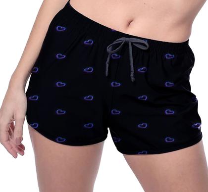 Imagem de Short Praia Shorts Banho Bermuda Verão Corações Neon Azul Amor 348