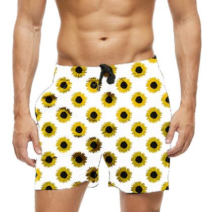 Imagem de Short Praia Shorts Banho Bermuda Verão Girassol Cartoon Amarelo 1418