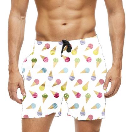 Imagem de Short Praia Shorts Banho Bermuda Verão Sorvetes Sabores Colorido 1361