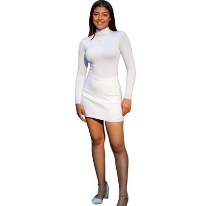 Imagem de Short Saia Com Botão e Fenda Basico Elegante Tecido Bengaline - Branco