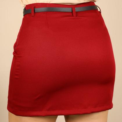 Imagem de Short Saia Feminino Alfaiataria Social Detalhe Prega Com Cinto Moda Verão