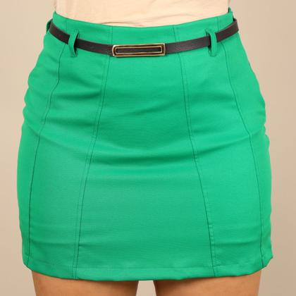 Imagem de Short Saia Feminino Alfaiataria Social Detalhe Prega Com Cinto Moda Verão