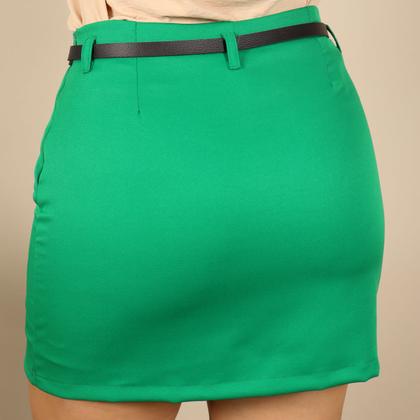 Imagem de Short Saia Feminino Alfaiataria Social Detalhe Prega Com Cinto Moda Verão