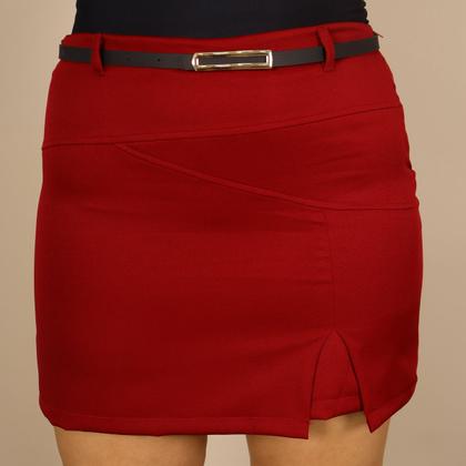 Imagem de Short Saia Feminino Plus Size Alfaiataria Social Fenda Lateral Com Cinto