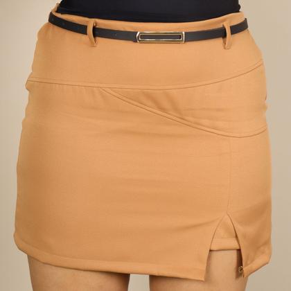 Imagem de Short Saia Feminino Plus Size Alfaiataria Social Fenda Lateral Com Cinto