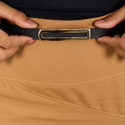 Imagem de Short Saia Feminino Plus Size Alfaiataria Social Fenda Lateral Com Cinto