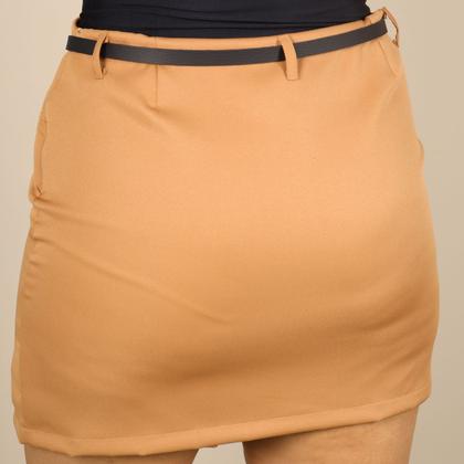 Imagem de Short Saia Feminino Plus Size Alfaiataria Social Fenda Lateral Com Cinto