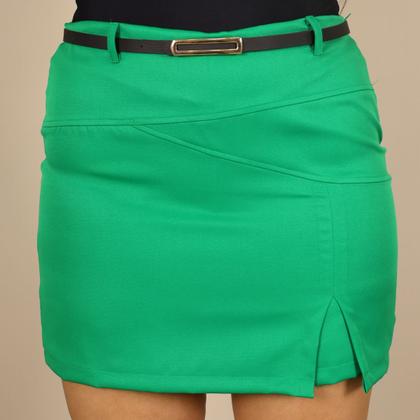 Imagem de Short Saia Feminino Plus Size Alfaiataria Social Fenda Lateral Com Cinto