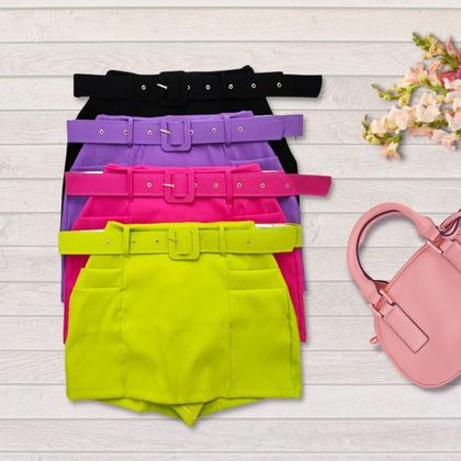 Imagem de Short Saia Plus Size Frente e Costas/trás com Cinto e Bolso 0071