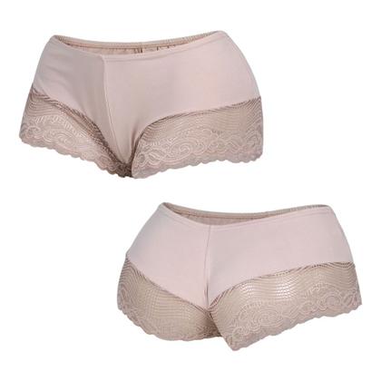 Imagem de Short Segunda Pele Curto Renda Bege Preto Lingerie Poliéster