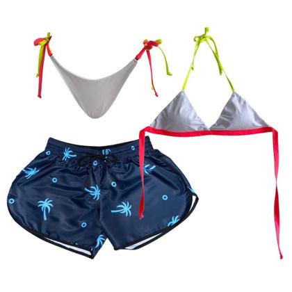 Imagem de Short Tactel Moda Praia e Conjunto Biquíni Amarração Neon