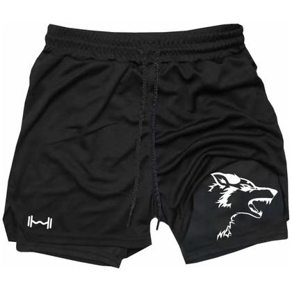 Imagem de Short Treino Dry Fit Térmico 2 em 1 com Bolso para Celular e Porta-Toalha Calção Fitness Academia