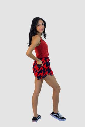 Imagem de Short  viscose estampado feminino, cordão para laço