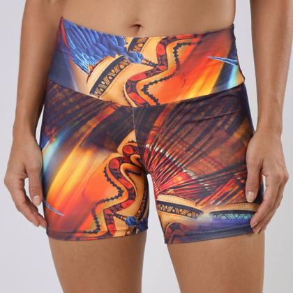 Imagem de Shortinho Feminino Academia Poliamida Dry Fit Patra Sense Cor:Estampa Laranja RoyalTamanho:P