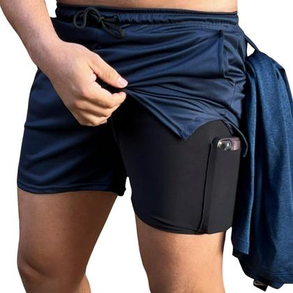 Imagem de Shorts Academia Masculino Bermuda 2 em 1 Corrida Treino Compressão Dryfit