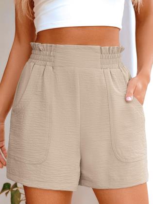 Imagem de Shorts ANRABESS Cintura Alta com Pernas Largas Casual Caqui