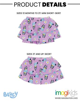 Imagem de Shorts Bluey Bingo Coco Floral Roxa/Azul para Meninas 2T