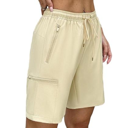 Imagem de Shorts Cargo Femininos Leves E Ajustáveis Para Caminhada Com Bolsos Com Zíper, Ideais Para Viagens