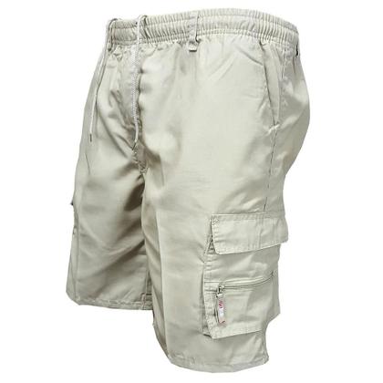 Imagem de Shorts Cargo Tático Masculino - Casual, Solto, Cintura Elástica e Multi-Bolsos