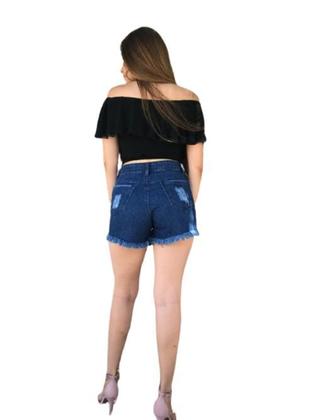 Imagem de Shorts Cintura Alta Jeans Desfiado Feminino R24