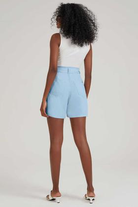 Imagem de Shorts Clochard Lunender Sarja Com Cinto Azul Claro