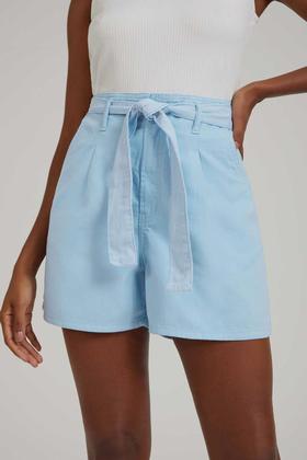 Imagem de Shorts Clochard Lunender Sarja Com Cinto Azul Claro