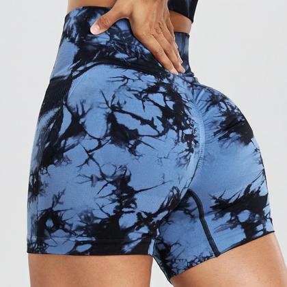 Imagem de Shorts de Cintura Alta Sem Costura Tie Dye - Fitness e Esporte para Mulheres