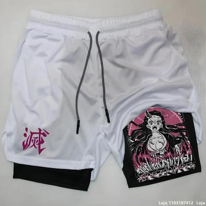 Imagem de Shorts de Fitness Masculino 2 em 1 - Impressão para Treino ao Ar Livre
