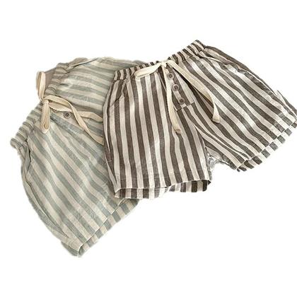 Imagem de Shorts de Linho e Algodão para Bebê (0-24 meses) - Listrado e Casual