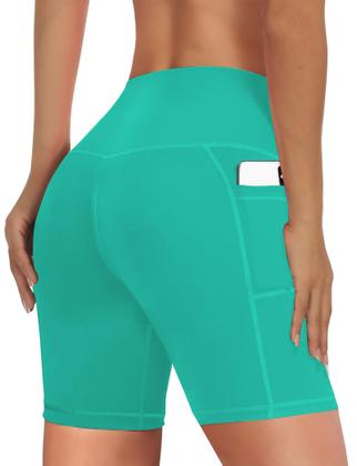 Imagem de Shorts de natação femininos Buauty, shorts de cintura alta com bolsos UPF50+, shorts de praia de secagem rápida, verde-menta, 3GG