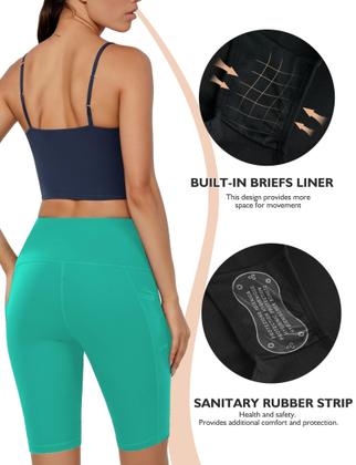 Imagem de Shorts de natação femininos Buauty, shorts de cintura alta com bolsos UPF50+, shorts de praia de secagem rápida, verde-menta, 3GG