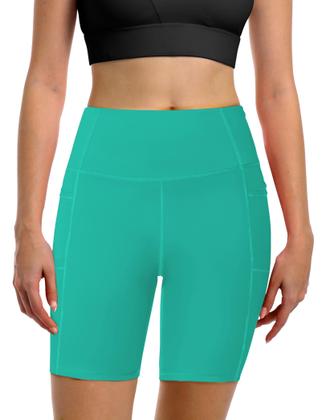 Imagem de Shorts de natação femininos Buauty, shorts de cintura alta com bolsos UPF50+, shorts de praia de secagem rápida, verde-menta, 3GG