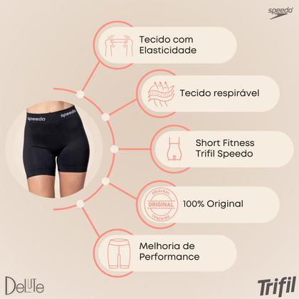 Imagem de Shorts Esportivo Feminino Speedo Canelado Poliamida com Elastano Cós Duplo Confortável