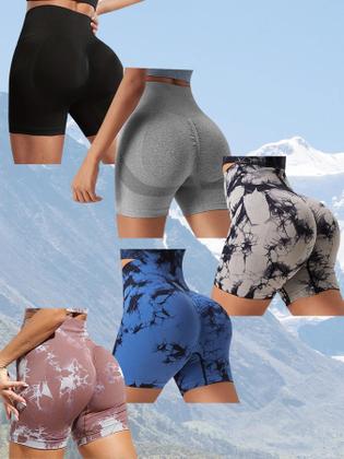 Imagem de Shorts Esportivos Femininos De Alta Cintura Sem Costura Para Atividades Ao Ar Livre, Ciclismo E