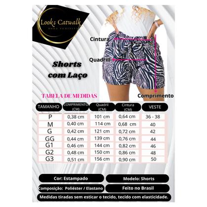 Imagem de Shorts Estampado Bermuda Feminina com Bolso Moda Tendência