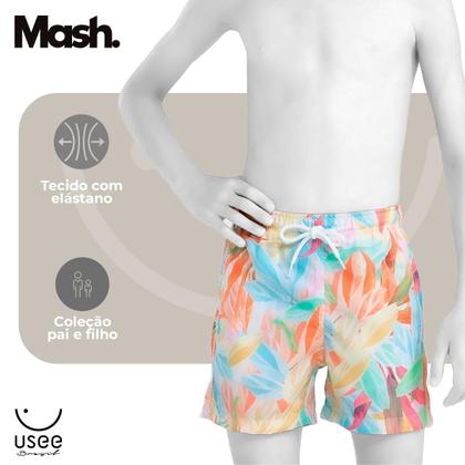 Imagem de Shorts Estampado Infantil Praia Cos elastico Secagem Rapida Mash