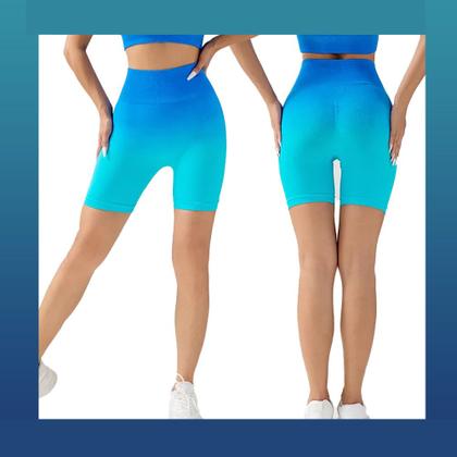 Imagem de Shorts Feminino Cintura Alta Sem Costura Modelo Flexível Para Academia Treino Corrida