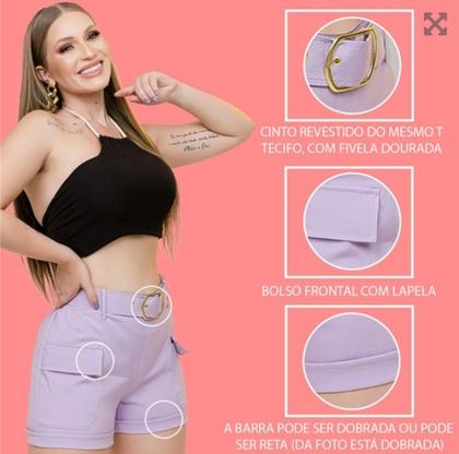 Imagem de Shorts feminino em alfaiataria com cinto e bolso frontal